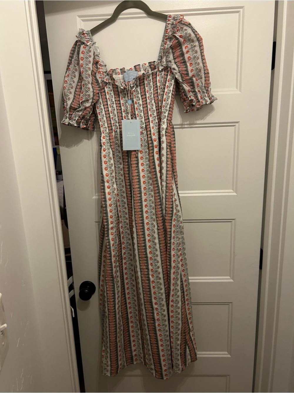 Hill House Scarlett Midi Nap Dress Cosmos Floral Stripe size Small NWT - Picture 3 of 6